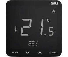 Tech Kambarių reguliatorius, bevielis R-8pb PLUS, akumuliatorius, paviršinio montavimo, juoda STR8PBPLUSBK