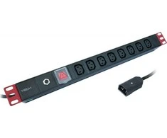 TECHLY Rack 19 colių maitinimo juosta, 8 vietos C13 su jungikliu ir apsauga nuo perkrovos