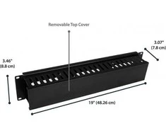 Techly 108316 Kabelių laikiklis 2U 19" stelažų spintelėms su dangteliu, juodas_