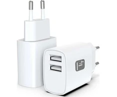 Techly IPW-USB-12W2A mobiliųjų telefonų įkroviklis, ausinės, nešiojamas garsiakalbis, išorinė baterija, išmanusis telefonas, planšetinis kompiuteris, baltas, kintamosios srovės, vidinis