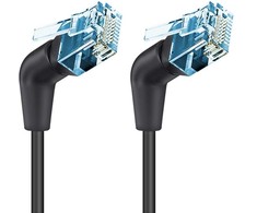 Techly Patchcord Cat6a U/FTP 1m 100% miedź sukamasis kątowy slim