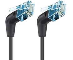 Techly Komutacinis laidas Cat6a UTP 5m 100% CU pasukamas kampu plonas juodas
