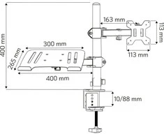 Techly 365597 Laikiklis stalas monitoriui 13-32" 8kg ir nešiojamam kompiuteriui 12-17" 8kg, reguliuojamas