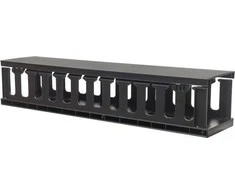 Techly 108316 Kabelių laikiklis 2U 19" stelažų spintelėms su dangteliu, juodas_