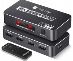 „Techly 367171“ 3 prievadų HDMI 2.0b 4K * 60Hz 3x1 jungiklis su IR šaltiniu