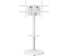 Laikiklis TECHLY grindų stovas su vežimėlio lentyna LCD/LED/plazminis televizorius 37 colių-86 colių Baltas