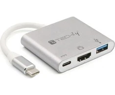 TECHLY konverterio kabelio adapteris USB-C prie USB 3.0 HDMI ir PD