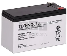 Technocell TCL 9-12 Akumuliatorius 9Ah/12V, wąskie antgaliai biegunowe