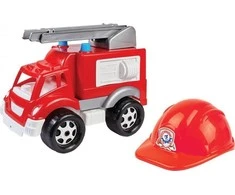 Technok Gaisrinis automobilis Ladder Helmet Firefighter, raudonas