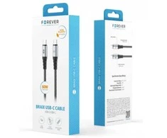 Forever Braix USB-C – USB-C laidas 1,0 m 60W juodas