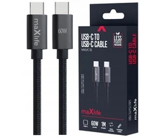 Maxlife MXUC-12 laidas USB-C – USB-C 1,0 m 60W juodas