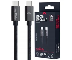 Maxlife MXUC-12 laidas USB-C – USB-C 2,0 m 60W juodas