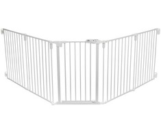 Tectake Metalinis šunų barjeras su durelėmis, baltas, 62,5 x 300 x 76,5 cm