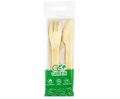 Gogreen Compostable cutlery set (fork, peilis, napkin) Go Žalias / 0,02kg
