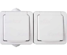 Kanlux TEKNO Dvigubas hermetiškas lizdas su apsauga nuo prisilietimo 16A 250V baltas IP54 33497