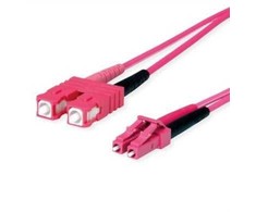 TELEGRTNER adapterio kabelis FO duplex, 1x LC Duplex, 1x SC Duplex G50/125 OM4, violetinis, 3 m