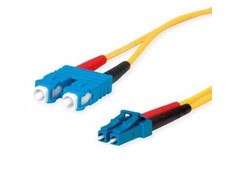 TELEGRTNER FO Duplex adapterio kabeliai 2x E9/125 OS2, 1x SC Duplex - 1x LC Duplex, geltoni, 3 m