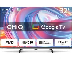 Televizorius Chiq L32FM9V 32 colių 80 cm 16:9 FHD LED „Google“ televizorius su juodu ekranu