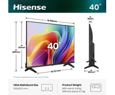 LED televizorius Hisense 40A49S, 100 cm (40 colių), Juodas, HD stiliaus televizorius