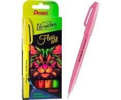 Teptukų ženklų rašiklis Fluo Art UV užrašams, 5 spalvų, Pentel