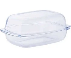 Termisil Stačiakampis stiklinis kepimo indas su dangčiu, 5.5 l bendra talpa, borosilikatinis stiklas, saugus orkaitei ir šaldikliui, universalus kepimo indas troškiniams