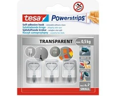 Drabužių kabliukas Tesa Powerstrips, 3 vnt., skaidri