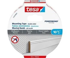 „Tesa“ surinkimo linija, 5 m x 19 mm, tapetams ir tinkui, iki 10 kg/m, balta
