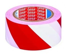 Įspėjamoji lipni juosta Tesa, 33 m 50 mm, balta/raudona