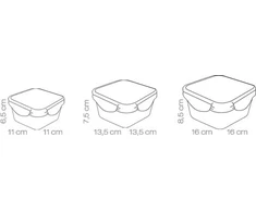 Tescoma Pojemnik FRESHBOX 3 vnt., 0.4, 0.7, 1.2 l kwadratowy (892040.00)