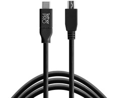 Kabelis USB Tether Tools USB-C - miniUSB 4.6 m Juodas (CUC2415-BLK)
