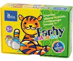 Tetis plakatų dažai, 6 spalvų, 20 ml, intensyvūs, plaunami