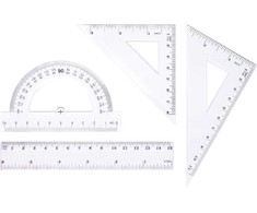Geometrinis rinkinys Tetis, 4 dalys, liniuotė 15 cm