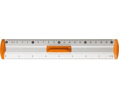Aliumininė liniuotė 20cm Tetis su pieštuko laikikliu
