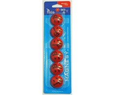 Magnesy raudona Tetis 30mm 6 vnt