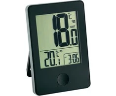 Orų stotis TFA Termometras su laikrodis nuo -20 iki + 60 ° C baterijos 2 x AAA juoda (30.3051.01)