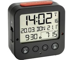 TFA TFA 60.2528.01 Bingo juoda skaitmeninis RC Alarm Laikrodis ne. TemperName