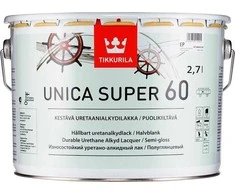 Drėgmei atsparus greitai džiūstantis lakas TIKKURILA UNICA SUPER 60, pusiau blizgus, 2,7 l