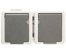 Timex Elektro Timex JANTAR Dvivietis lizdas su IP44 su pilku atvartu (GNt- 6J)