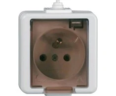 Timex Elektro GNT-16J L BI Jantar vienvietis lizdas 2P+Z atsparus purslams su dūmų gaubtu spalva balta GNT-16J L BI