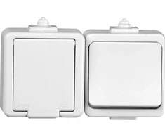 Timex JANTAR Vienvietis lizdas su/išėjimu + viena jungtis IP44 balta GWN-J