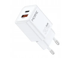 Tiross MORRE Įkroviklis USB/USB-C 30W BALTA