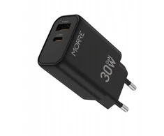 Tiross MORRE Įkroviklis USB/USB-C 30W Juoda