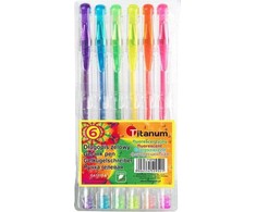 Titanum Želiniai rašikliai, 6 fluorescencinės spalvos, 0.8 mm linija