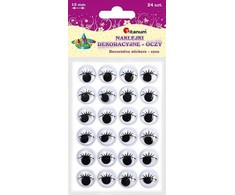 Craft With Fun Lipnios akys su blakstienomis 15mm apvalios 24vnt - Titanum