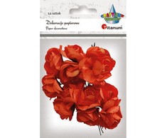 Popierinės rožės ant vielos oranžinės spalvos 25mm 12vnt - Titanum