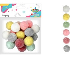 Šviesių pastelinių spalvų siūlų bumbuliukai 3cm 18vnt - Titanum