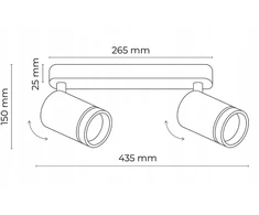 Lubinis šviestuvas Taškinis šviestuvas TK LIGHTING JET Baltas 2, 2xGU10 LED max 10W