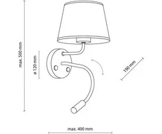 TK Lighting Maja 10080 sieninis šviestuvas, 1x60W E27, 1x6W G9, baltas