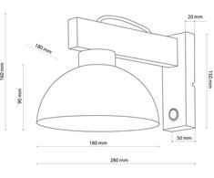 Tk Lighting Sieninis šviestuvas OSLO, 1 x E27 - MAX 15W