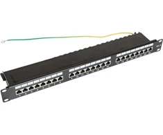 Securitynet TKH Panel Cat.6 19 colių 1U, 24xRJ45 FTP juoda su lentyna CCAS-PA6-24STP-O-2